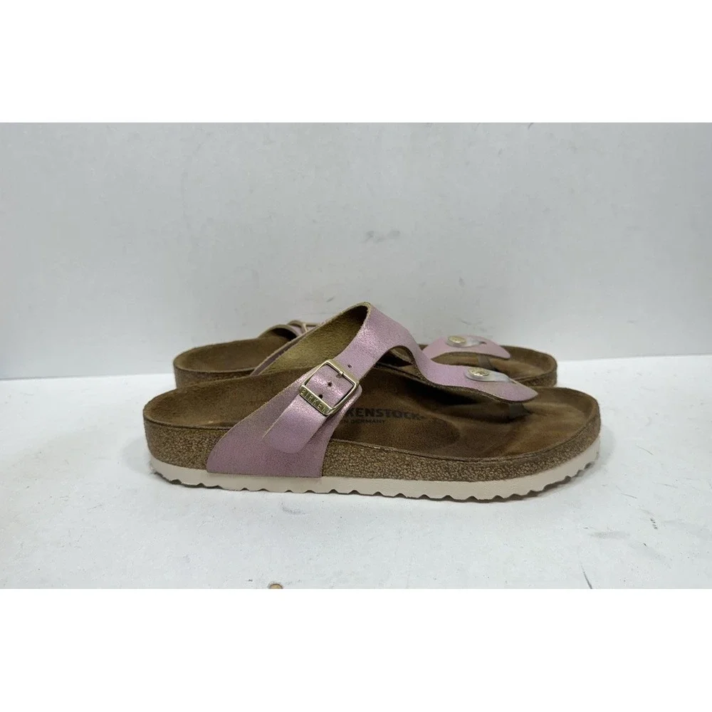 Birkenstock Gizeh Sandal Washed Pink Metallic Thong Women's Size 9 / 40